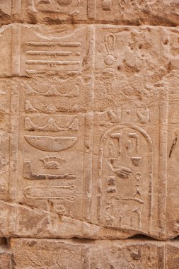 Eski Mısır hiyeroglifleri taşın üzerine kazınmış.