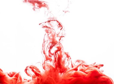 su üzerinde beyaz izole soyut renkli mürekkep 