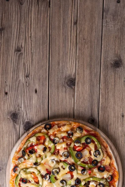 Delicious Italian Pizza Served Wooden Table — Stock Photo, Image