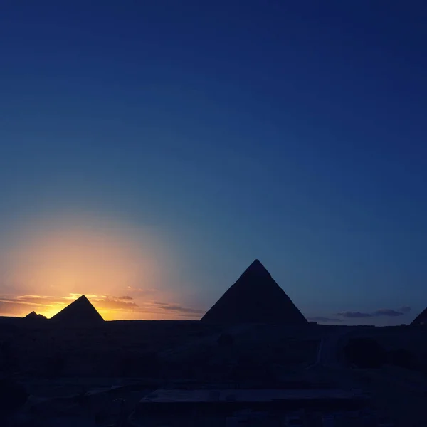 Egypt Káhira Giza Celkový Pohled Pyramidy — Stock fotografie