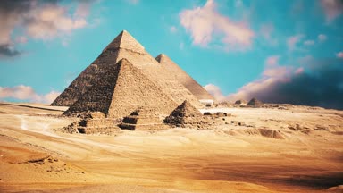 Mısır Kahire - Giza. Piramitlerin genel görünümü