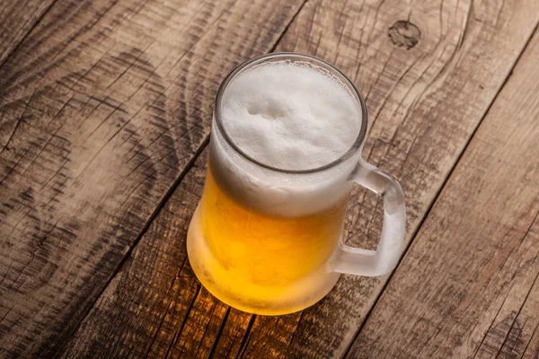 Mug Beer Wooden Background — Stock Photo, Image