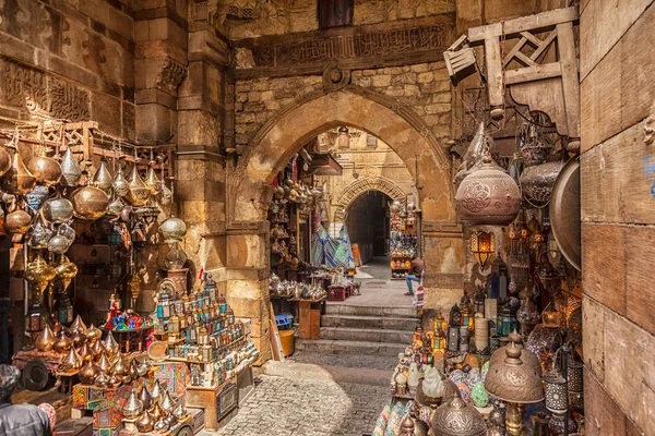 Cairo Egipto Feb 2018 Tienda Lámparas Faroles Mercado Khan Khalili — Foto de Stock