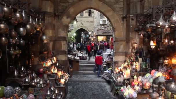 Cairo Mısır Şubat 2018 Lamba Slami Kahire Han Halili Piyasasında — Stok video