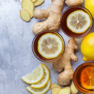 Soğuk kış günleri için bardakta zencefilli çay