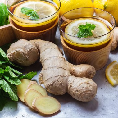 Soğuk kış günleri için bardakta zencefilli çay