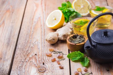 Japon Çin çay çaydanlık limon zencefil nane