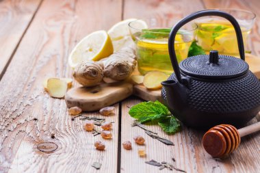 Japon Çin çay çaydanlık limon zencefil nane