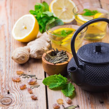 Japon Çin çay çaydanlık limon zencefil nane