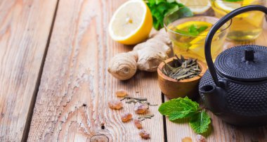 Japon Çin çay çaydanlık limon zencefil nane