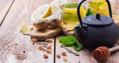 Japon Çin çay çaydanlık limon zencefil nane