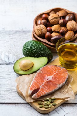 Sağlıklı yağ kaynakları yiyecek, hayat kavramı seçim