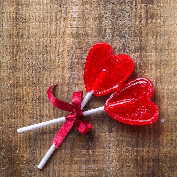 Candy lollipop w kształcie serca na Walentynki — Zdjęcie stockowe