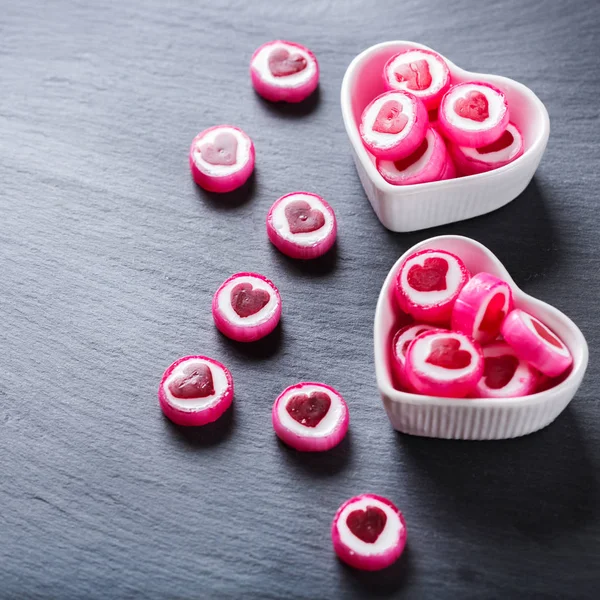 Heart shaped candy lollipop for valentines day — Stock Photo, Image