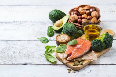 Sağlıklı yağ kaynakları yiyecek, hayat kavramı seçim