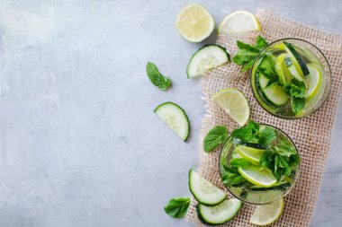 Salatalık limon nane taze infüzyon su Detoks içki kokteyl limonata