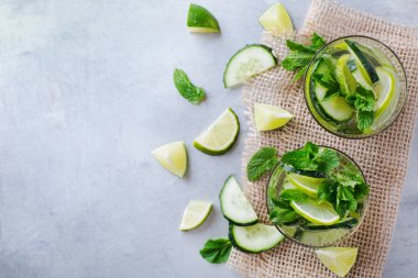 Salatalık limon nane taze infüzyon su Detoks içki kokteyl limonata