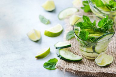Salatalık limon nane taze infüzyon su Detoks içki kokteyl limonata