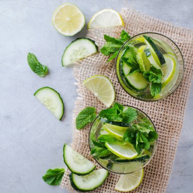 Salatalık limon nane taze infüzyon su Detoks içki kokteyl limonata