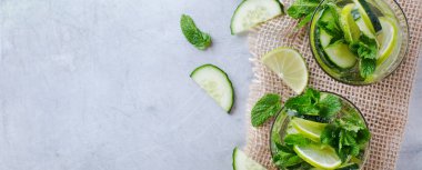 Salatalık limon nane taze infüzyon su Detoks içki kokteyl limonata