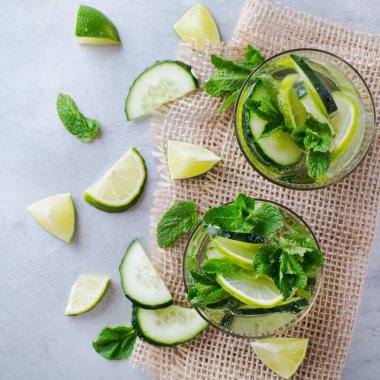 Salatalık limon nane taze infüzyon su Detoks içki kokteyl limonata
