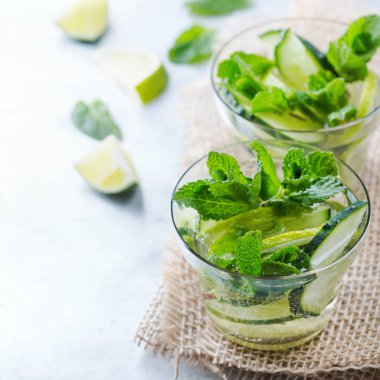 Salatalık limon nane taze infüzyon su Detoks içki kokteyl limonata