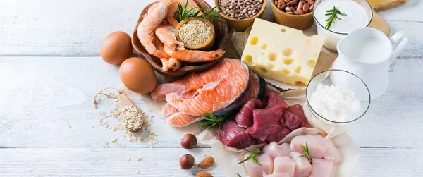 Zdroj zdravých bílkovin a nástavby potravin — Stock fotografie