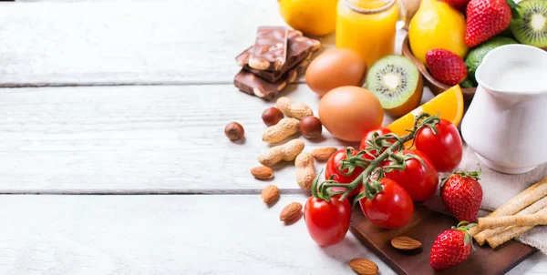 Selección de alimentos para la alergia, concepto de vida saludable — Foto de Stock