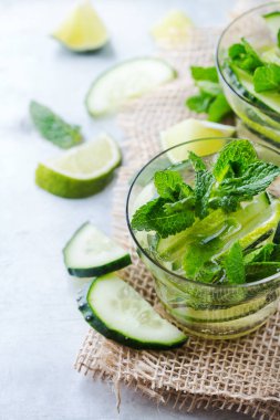 Salatalık limon nane taze infüzyon su Detoks içki kokteyl limonata