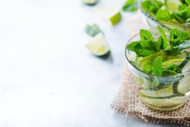 Salatalık limon nane taze infüzyon su Detoks içki kokteyl limonata