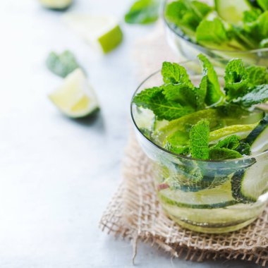 Salatalık limon nane taze infüzyon su Detoks içki kokteyl limonata