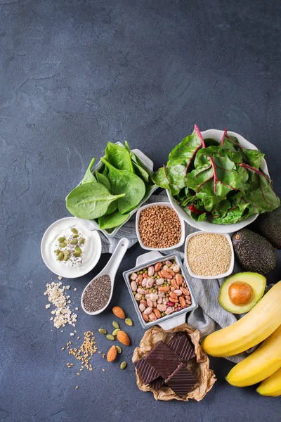 Assortment of healthy high magnesium sources food — Stock Photo, Image