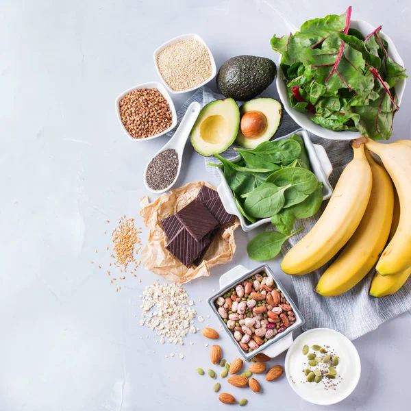 Sağlıklı yüksek magnezyum ürün yelpazesine gıda kaynakları — Stok fotoğraf