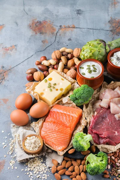 Assortment of healthy protein source and body building food