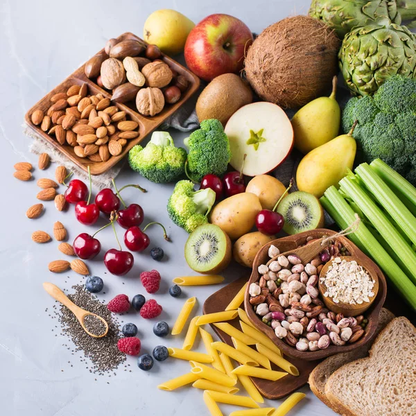 Egészséges gazdag rost választéka források vegetáriánus étel főzés — Stock Fotó