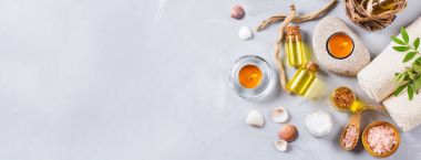 Spa sağlık ayarı kavramı, uçucu yağ sabun krema ile arka plan