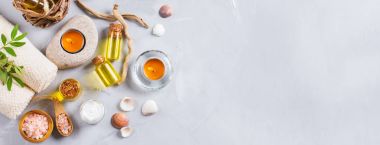 Spa sağlık ayarı kavramı, uçucu yağ sabun krema ile arka plan