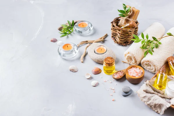 Spa sağlık ayarı kavramı, uçucu yağ sabun krema ile arka plan