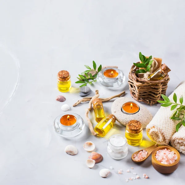 Spa sağlık ayarı kavramı, uçucu yağ sabun krema ile arka plan