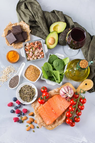 Választék-ból egészséges élelmiszer alacsony koleszterin — Stock Fotó