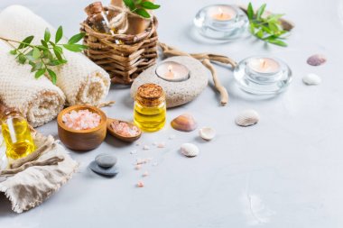 Spa sağlık ayarı kavramı, uçucu yağ sabun krema ile arka plan