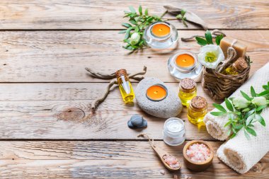 Spa sağlık ayarı kavramı, uçucu yağ sabun krema ile arka plan