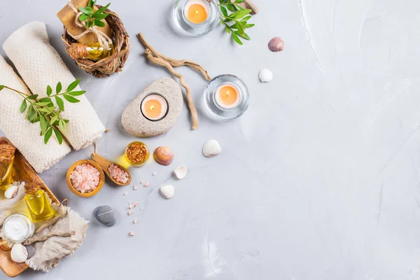 Spa sağlık ayarı kavramı, uçucu yağ sabun krema ile arka plan