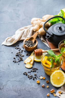 Japon Çin çay çaydanlık limon zencefil nane