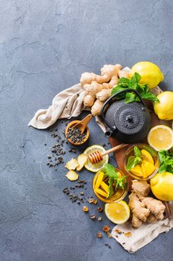 Japon Çin çay çaydanlık limon zencefil nane