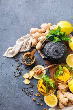 Japon Çin çay çaydanlık limon zencefil nane