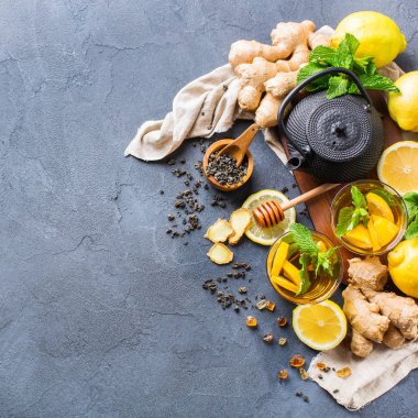 Japon Çin çay çaydanlık limon zencefil nane