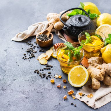 Japon Çin çay çaydanlık limon zencefil nane