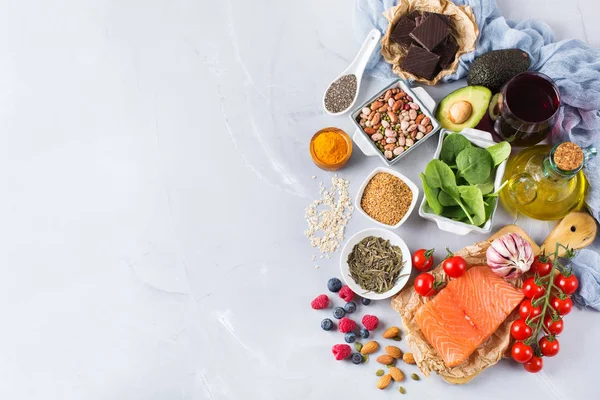 Surtido de alimentos saludables bajo en colesterol —  Fotos de Stock