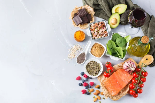 Surtido de alimentos saludables bajo en colesterol —  Fotos de Stock